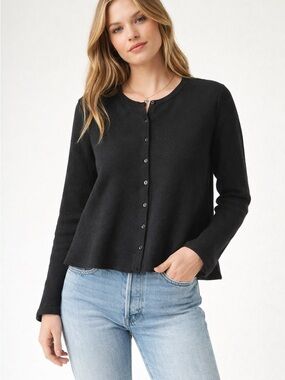 NWOT Free People Black Knit Cardigan Button Front Relaxed Fit Small